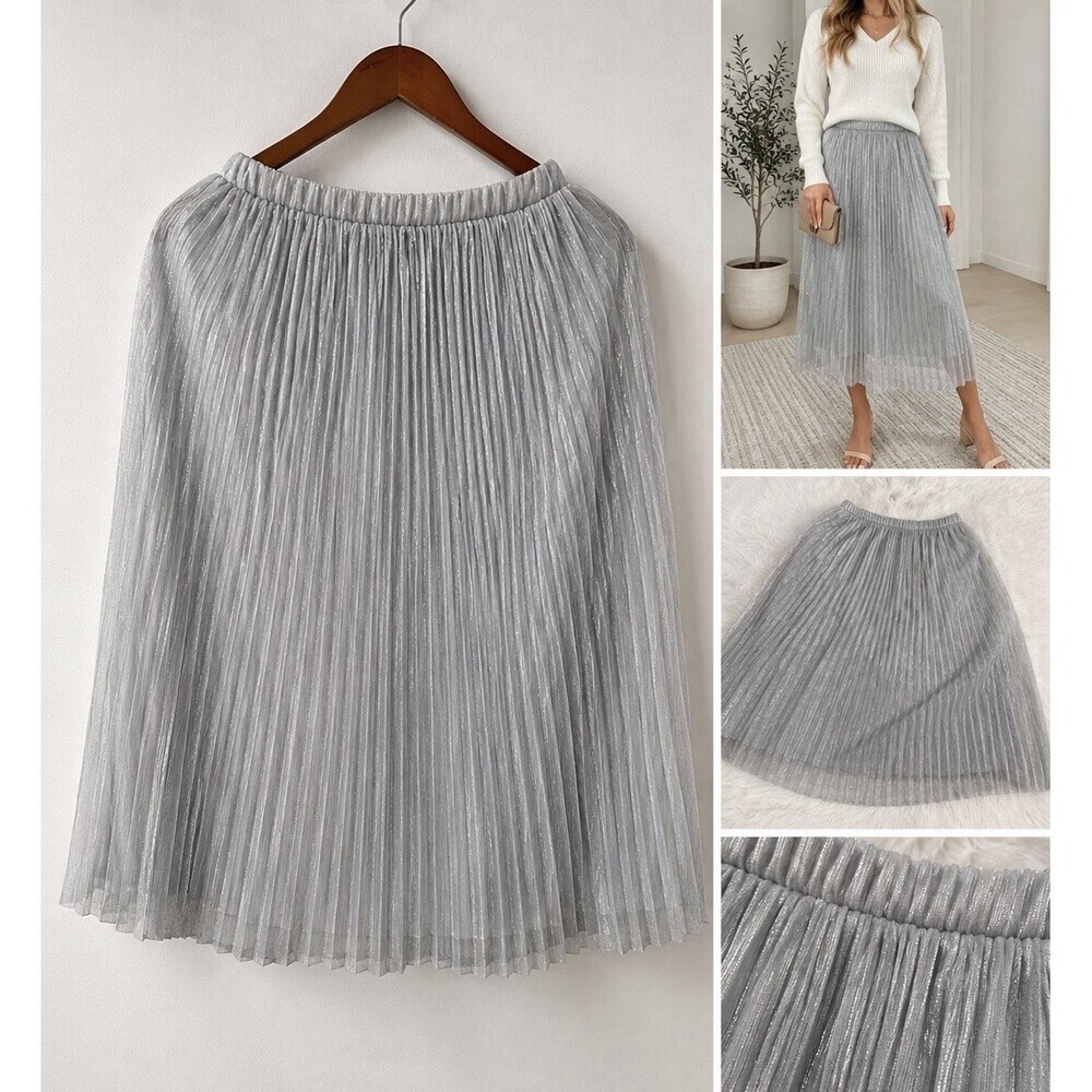 Pull & Bear Pleated Shimmer Skirt – Size 28
